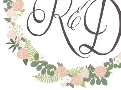 Rach + David wedding monogram floral flowers hand typography monogram wedding