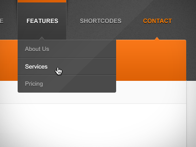 Business Theme - Navigation business dropdown hover navigation orange ui ux web