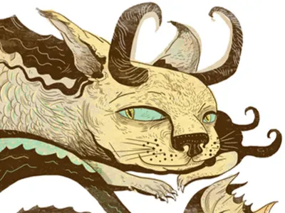 The Water Panther Spirit (Anishnaabe) animal colour drawing graphic illustration monkey