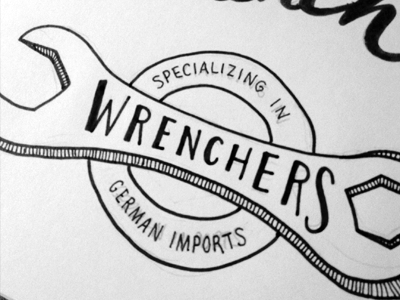 Wrenchers auto garage illustration lettering wrench