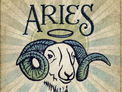 Ram Label aries ram sheep sketch wine label