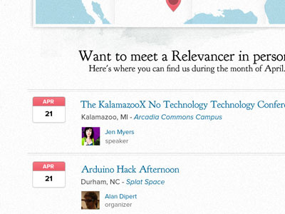 Wheres Relevance Dont Just Show A Map calendar events map thinkrelevance.com