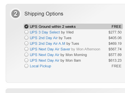 Shipping Options