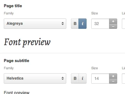 Font selection page admin framework options panel theme ui wordpress