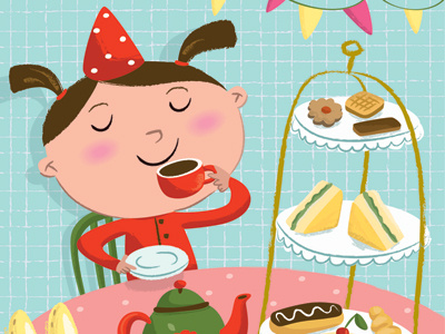 Tea Time afternoon children illustration tea vector