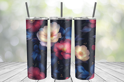 Dark floral tumbler wrap dark floral tumbler wrap