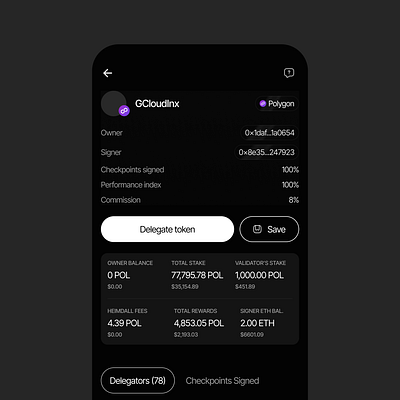 Delegate token - Web3 blockchain defi design ui uiux web3