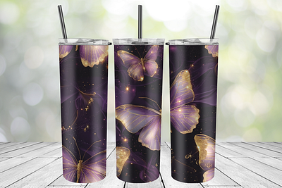 Purple gold butterflies tumbler wrap butterflies gold purple tumbler wrap