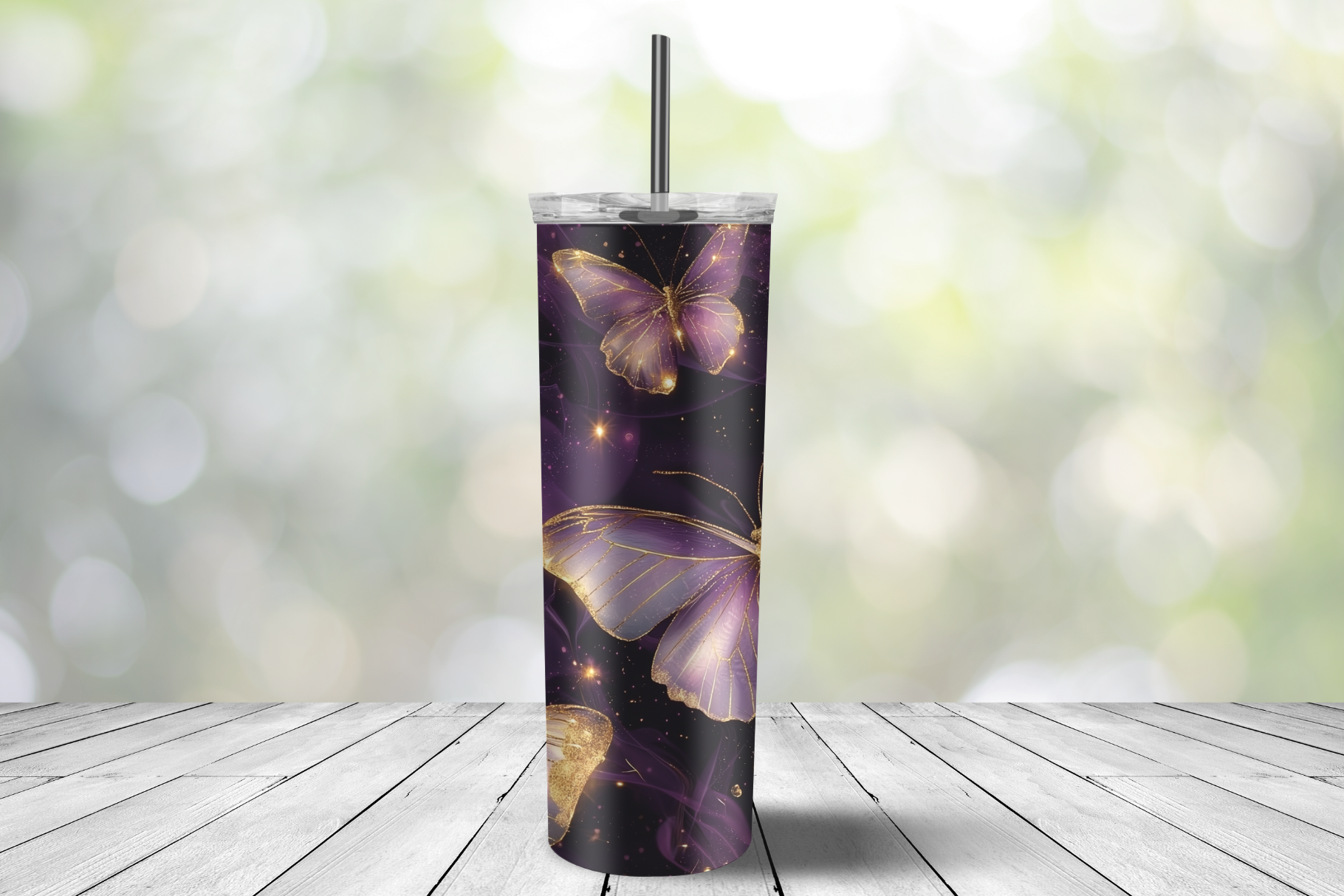 Purple gold butterflies tumbler wrap by Nataliya Kovalenko on Dribbble