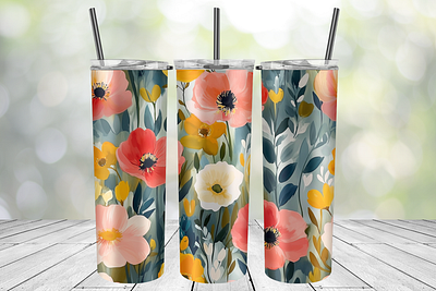 Watercolor floral tumbler wrap floral tumbler watercolor wrap