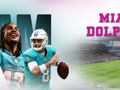 "Miami Dolphins Web Banner: Where Passion Meets the Field" adobe photoshop advertising branding design graphic design illustration social media post vector web