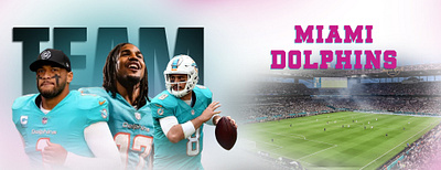 "Miami Dolphins Web Banner: Where Passion Meets the Field" adobe photoshop advertising branding design graphic design illustration social media post vector web