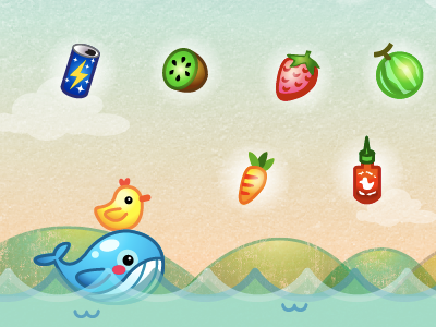 Hungry Duck iPhone Game cute duck food game illustration iphone game mobile whale