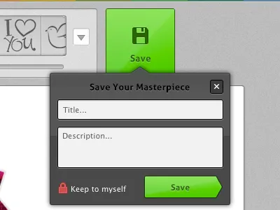 Save Your Masterpiece button collage getloupe.com lock photos popover private public save shapes