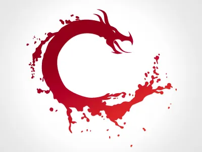 Logo for a motion media company dragon liquid logo logo design red splash