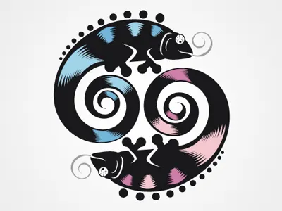 Chameleon abstract animal art logo vector