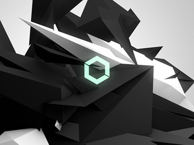 Hexagon 3d abstract black and white geometric hud logo sharp