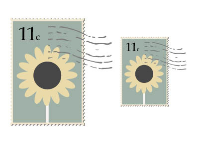 Stamp flower icon illustration illustrator muted postage stamp sunflower vector