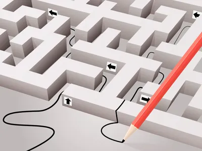 Maze arrow art illustration labirynth line maze pencil vector