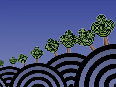 Avenue Of Trees abstract art avenue illustration mountain trees vector violet