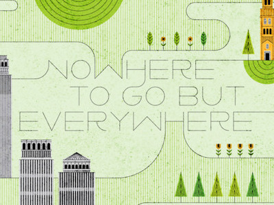 69 buildings grass lines trees wander postcard project