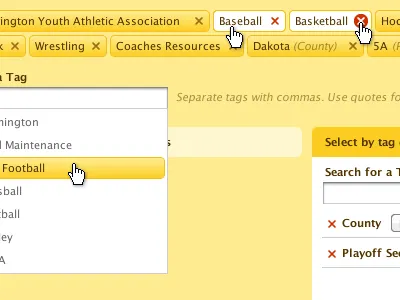 Tag Picker buttons dropdown menu tags