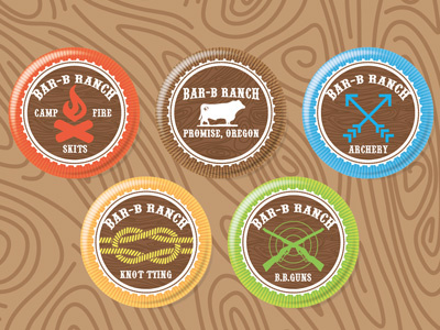 Bar B Badges archery arrows badges cattle fire guns knots merit badges pocketknives ranch