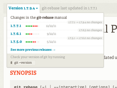 Dropdown for documentation changes dropdown git ui