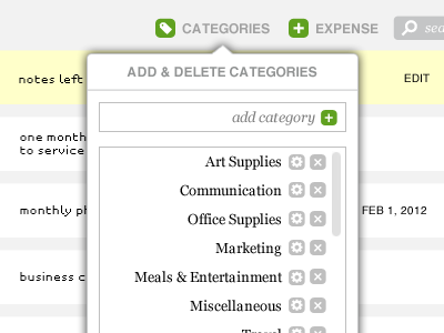 Expense Categories Dropdown ui web wip