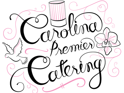 Carolina Premier Catering Logo 2 black logo pink script