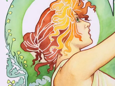 Absinthe Robette absinthe illustration nouveau print watercolor