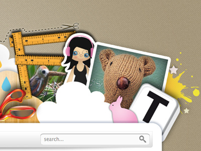 Craftuts 2 collage craft header illustration paper splash typography web design