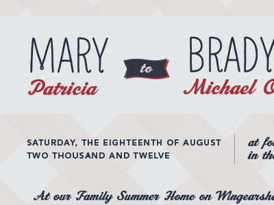 Mary To Brady wedding invitation