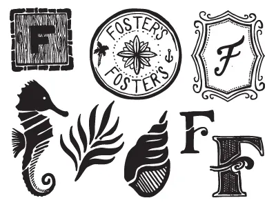 Fosters 3 anchor decorative f flower palm seahorse seal shell wave wood