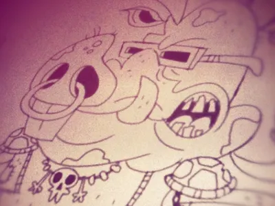 Bebop Sketch cartoon illustration ninja turtles pig retro tv show