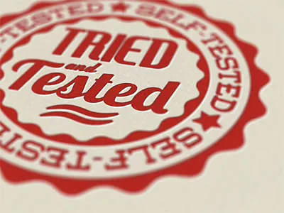 Retro Self Tested Stamp circle detail red retro round stamp tested