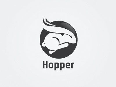 Hopper animal black ear eye fast hopper jump logo negative rabbit run sprint