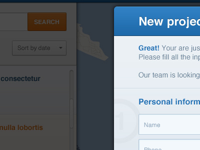 Submit new project blue grey input interface map ui ux web website