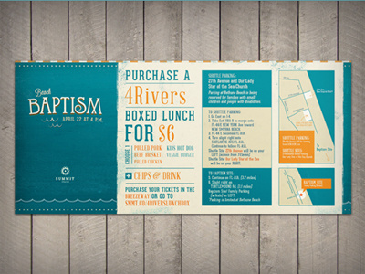 Beach Baptism Handout baptism bbq card church flyer lettering ocean retro type vintage