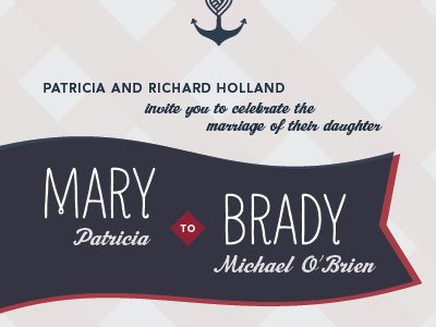 mary to brady ribbony wedding invitation