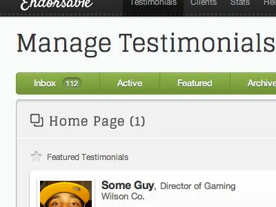 Endorsable navigation bar css design green inbox interface list navigation ui design user interface web