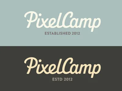 PixelCamp - Final custom type hand drawn lettering logo logo design logotype revisions script type typography wordmark