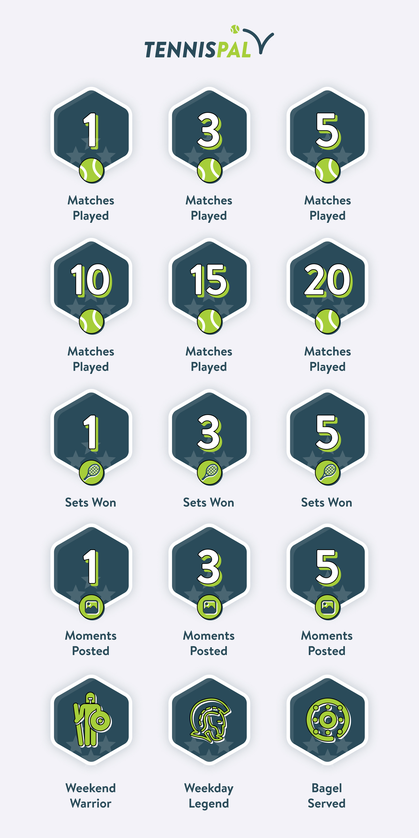 TennisPal Gamification Badge Design badge design branding design gamification icon illustration ui ux