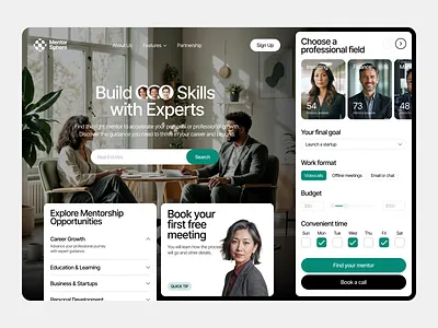 Mentorship Landing Page careers coaching corporate course education find home page instructor landing landing page mentors mentorship search startup talent web design web design inspiration webdesign website course website design