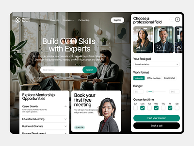 Mentorship Landing Page careers coaching corporate course education find home page instructor landing landing page mentors mentorship search startup talent web design web design inspiration webdesign website course website design