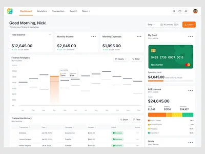 Finance Saas Web App UI/UX - Dashboard analytic banking chart dashboard dashboard design design finance finance dashboard fintech management money product design saas saas dashboard spending ui ux wallet web app web design