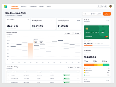 Finance Saas Web App UI/UX - Dashboard analytic banking chart dashboard dashboard design design finance finance dashboard fintech management money product design saas saas dashboard spending ui ux wallet web app web design