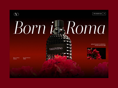 Fragrance & Perfume - Hero Section 3d black dark design elegance exclusive fragrance landing page perfume premium red ui design website website design