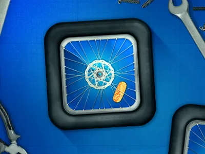 Bicycle wheel icon app cycling