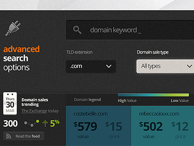 Detail shot: New Front-end web concept advanced combo boxes date legend search snapshot